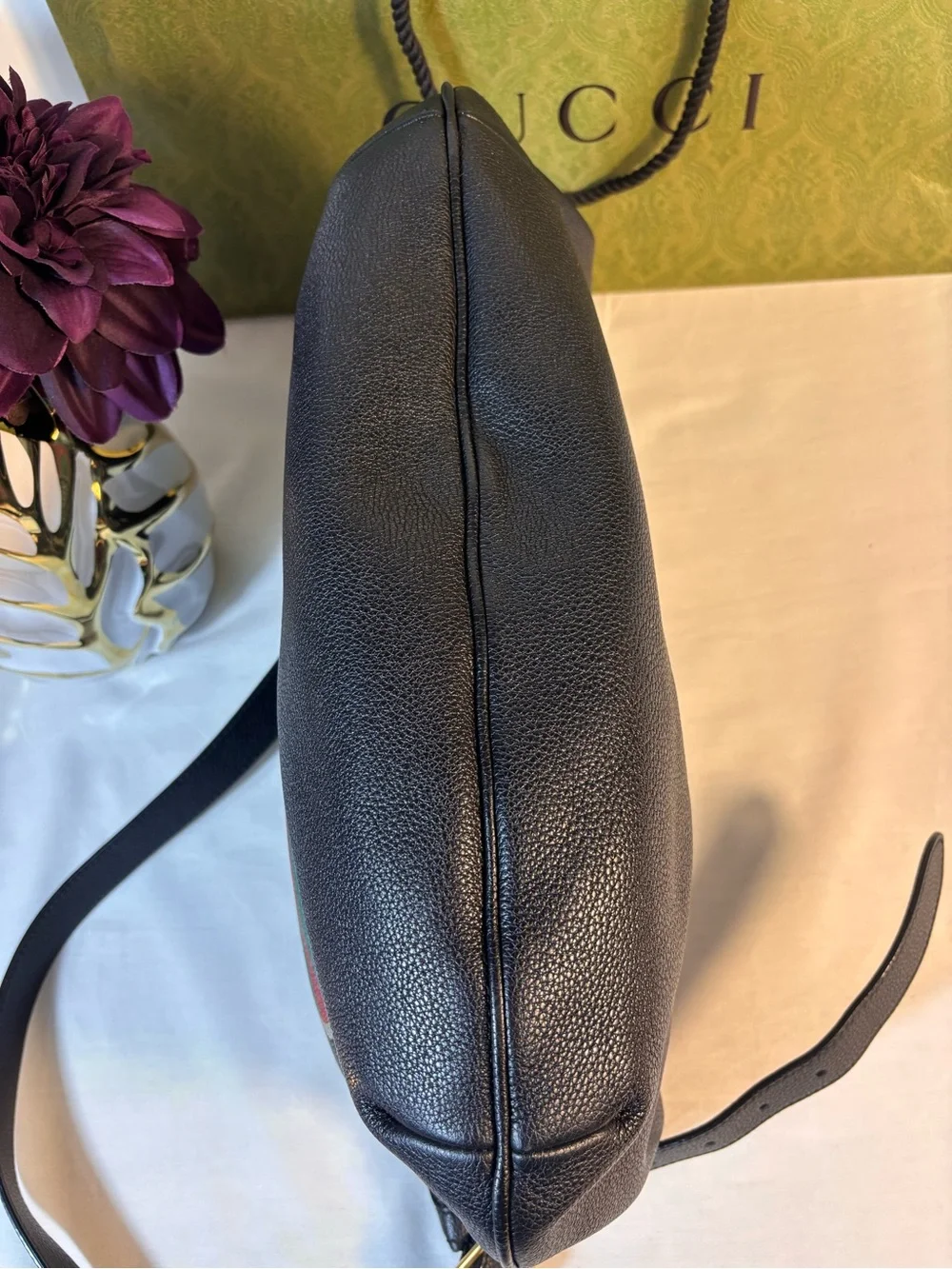 Gucci Black Leather Half Moon Bag